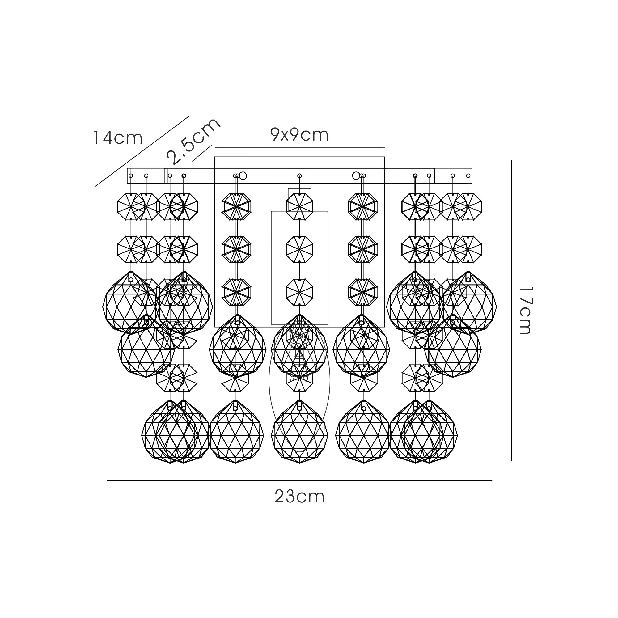 Acton Crystal Wall Lights Deco Flush Wall Lights